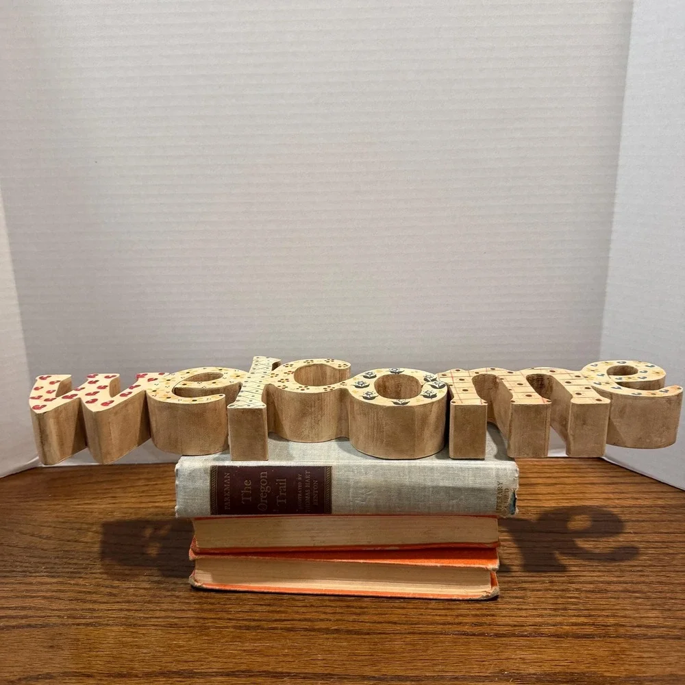 Whimsical Hand-Painted‎ Wooden Welcome Sign